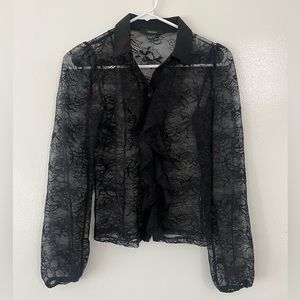 Black Mesh Floral Top